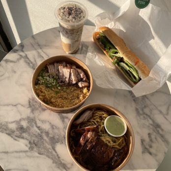 Saiga Vietnamese Eatery - Peppermint Vietnamese Coffee, Grilled Pork Banh Mi, Fried Rice with Pork Belly, Garlic Noodles with Vietnamese BBQ Chicken - Vietnamese Near Me - Irvine, California