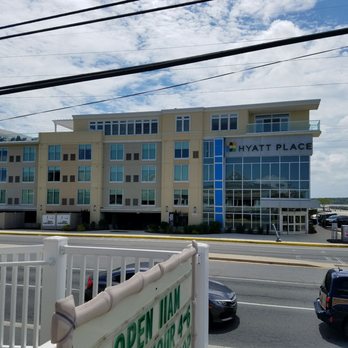 Hyatt Place Dewey Beach - Hotel from restaurant across street, writing on window, 3rd floor center - Hotels Near Me - Dewey Beach, Delaware