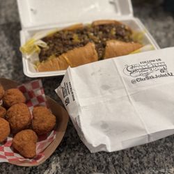 The Cheesesteak Joint - Cheesesteak and fried mushrooms