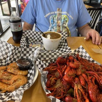 Crawlins Seafood - Head on boiled shrimp , traditional Cajun crawfish and chicken and sausage gumbo in the middle. Bbq shrimp Po Boy not pictured. - Seafood Near Me - Terrytown, Louisiana Crawlins Seafood - Head on boiled shrimp , traditional Cajun crawfish and chicken and sausage gumbo in the middle. Bbq shrimp Po Boy not pictured. - Seafood Near Me - Terrytown, Louisiana