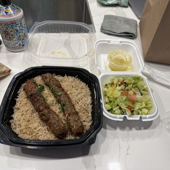 Hummus Kabab & Grill - Kafta platter with side salad - Middle Eastern Near Me - Winston-Salem, North Carolina