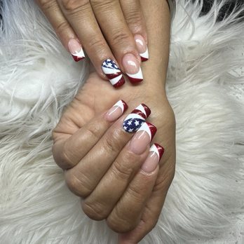 Busy Bee Nails&spa - My American Flag style nails previously done by Tina. - Nail Salons Near Me - Manteca, California Busy Bee Nails&spa - My American Flag style nails previously done by Tina. - Nail Salons Near Me - Manteca, California