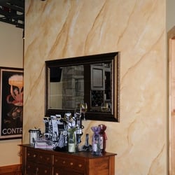 Happy Daisy Art Studio - This Slate Marble Wall is located in Donati's Cafe in Yorkville at the St Joseph Cabinetry & Design Showroom.