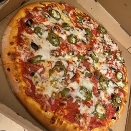 Medium Pizza.  Pepperoni Mushrooms and Jalapeños.