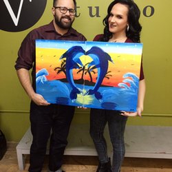Artevino Studio - Valentine's Day double dolphin painting