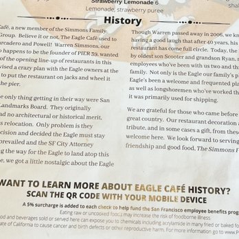 Eagle Cafe - History of Eagle Cafe. - New American Near Me - San Francisco, California