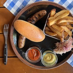 Tivolis Biergarten - Bratwurst and fries