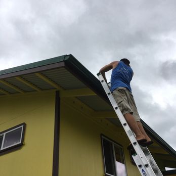 Pacific Repairs - Thomas reattaching my loose gutter before the storm hits tonight! - Electricians Near Me