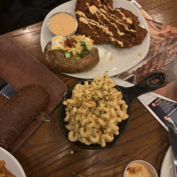 Outback Steakhouse - Bloomin' Fried Chicken Loaded Baked Potato Macaroni and cheese - Steakhouses Near Me - Merrillville, Indiana Outback Steakhouse - Bloomin' Fried Chicken Loaded Baked Potato Macaroni and cheese - Steakhouses Near Me - Merrillville, Indiana