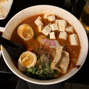 Kuma Sushi - Spicy miso broth with tofu. Kimichi on the side! Yum! - Sushi Bars Near Me - Los Osos, California