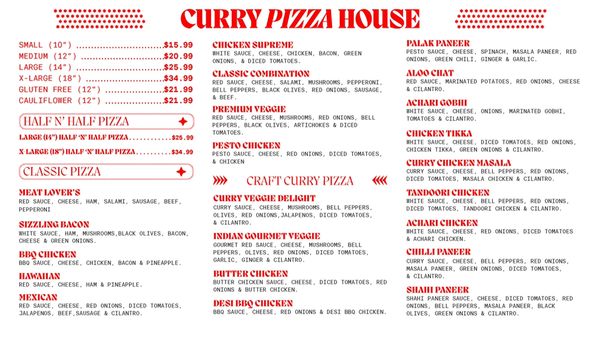 Menu photo 6 Curry Pizza House Cedar Park Cedar Park, CA Menu photo 6 Curry Pizza House Cedar Park Cedar Park, CA