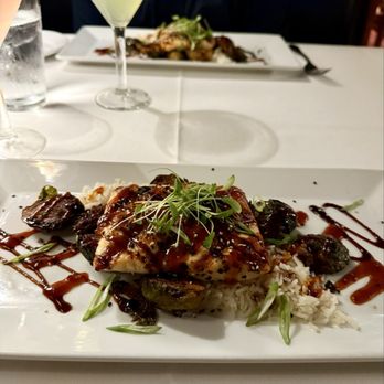 Aspen Grille - Miso Glazed Salmon with Brussel sprouts - New American Near Me - Myrtle Beach, South Carolina Aspen Grille - Miso Glazed Salmon with Brussel sprouts - New American Near Me - Myrtle Beach, South Carolina