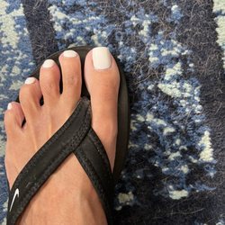 Blue Sky Nails - Pedi with white toe polish