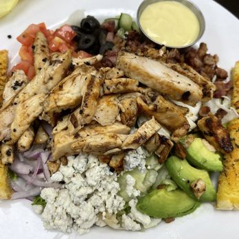 Hangry Solution - 1/2 order of Cobb Salad with grilled chicken and garlic bread @ Hangry Solutions. - Comfort Food Near Me - Lebanon, Oregon