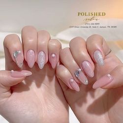 Polished Salon - Let your nails shine like winter stars. Glittery accents and icy tones make your manicure feel fresh and stylish. Winter-ready beauty
