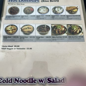 Ozeki Noodle - Donburi Menu - Japanese Near Me - Oxnard, California