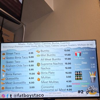 Fatboys Taco - Menu - Tacos Near Me - Lancaster, California