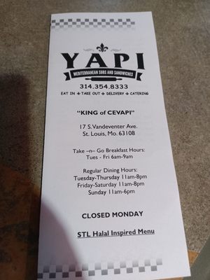 Menu photo 2 Yapi Mediterranean Subs and Sandwiches Saint Louis, MO Menu photo 2 Yapi Mediterranean Subs and Sandwiches Saint Louis, MO