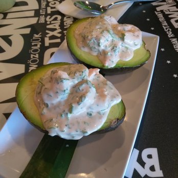 Paisa's Twin - Richmond - Aguacate relleno con camarones. Pink sauce with cilantro and shrimp. My Husband really liked it. - Colombian Near Me - Houston, Texas