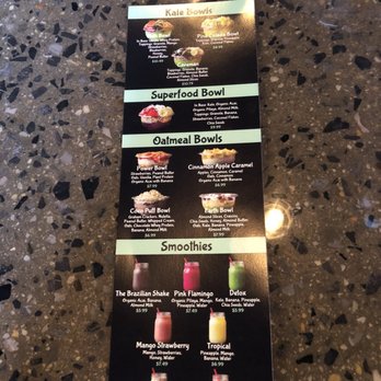 Frutta Bowls - Menu (back) - Desserts Near Me - Toms River, New Jersey