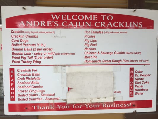 Menu photo 4 Andre's Cajun Cracklins Erwinville, LA Menu photo 4 Andre's Cajun Cracklins Erwinville, LA
