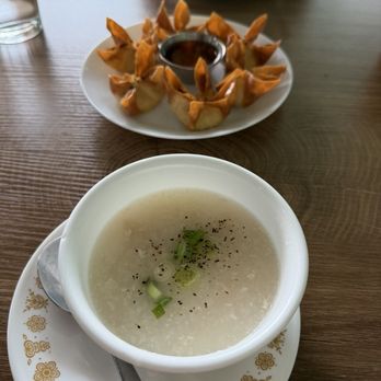 Thai Arun Cafe - Complimentary rice soup and crab cheese wontons- so light and crispy! - Thai Near Me - Denver, Colorado Thai Arun Cafe - Complimentary rice soup and crab cheese wontons- so light and crispy! - Thai Near Me - Denver, Colorado
