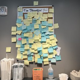 post it notes on the wall of a coffee shop post it notes on the wall of a coffee shop