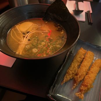 Doragon Eatery - Black Garlic Miso Broth with shrimp tempura - Ramen Near Me - Ashland, Massachusetts