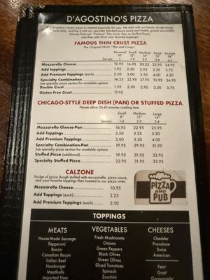 Menu photo 3 D'Agostino's Pizza and Pub Niles, IL Menu photo 3 D'Agostino's Pizza and Pub Niles, IL