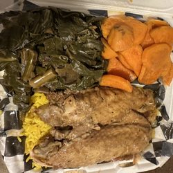 Turkey Wings, yams & greens