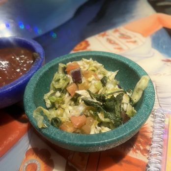 El Tapatio - Idk what this is.... They serve it like a dip, but it doesnt get on a chip very easy. Like a coleslaw texture - Mexican Near Me - Moab, Utah
