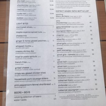 District Winery - Menu - Wineries Near Me - Washington, DC, District of Columbia