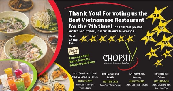 Menu photo 1 Chopstix Monterey, CA