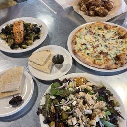 Salmon, wings, pizza, salad... can't go wrong!!! It's all amazing !