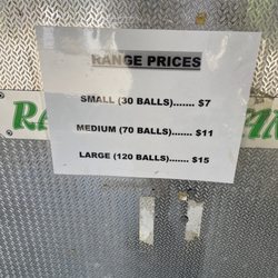 Balboa Golf Course - Price list for balls