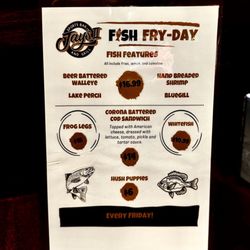 Jay's II Sports Bar & Grill - Friday Fish Fry Menu (as of 11/7/25)