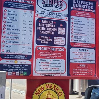 Stripes Burrito Company - Drive up menu - Fast Food Near Me - Albuquerque, New Mexico Stripes Burrito Company - Drive up menu - Fast Food Near Me - Albuquerque, New Mexico