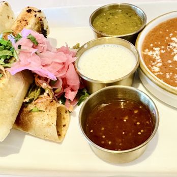 Cocina 35 - Mini machaca burritos with frijolitos, two salsas and crema. - Breakfast & Brunch Near Me - Coronado, California