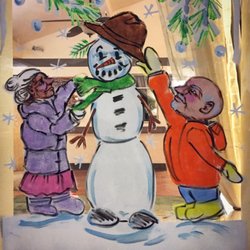 Vacaville Convalescence & Rehabilitation Center - Christmas painting on the entrance glass.