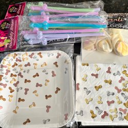 Good Vibrations - Clockwise: glow in the dark straws, balloons, napkins, and plates