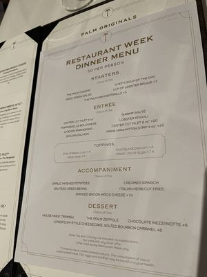 Menu photo 1 The Palm - Charlotte Charlotte, NC