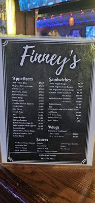 Menu photo 1 Finney's Kenosha, WI