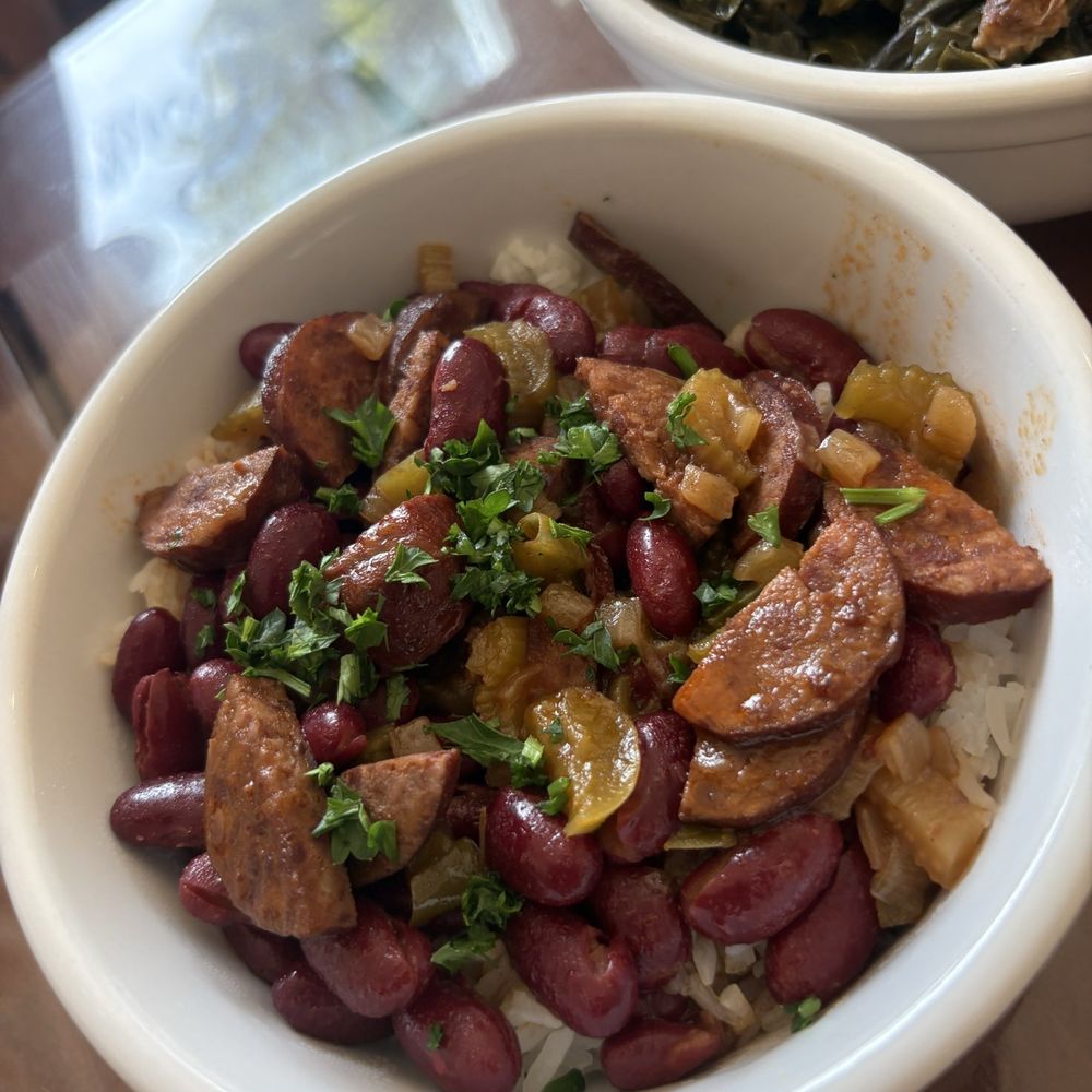 Hen & Flour - Red Beans & Rice w/ andouille sausages - Chicken Shop Near Me - Medford, Oregon Hen & Flour - Red Beans & Rice w/ andouille sausages - Chicken Shop Near Me - Medford, Oregon