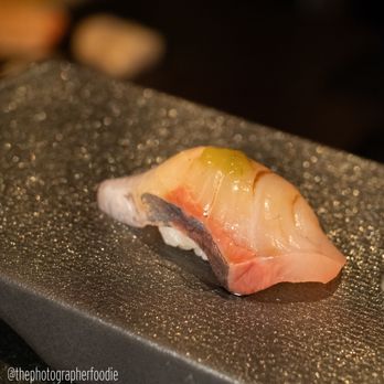 Kimyo Omakase - 勘八 (Kanpachi) with yuzu pepper IG: @thephotographerfoodie - Sushi Bars Near Me - Brooklyn, New York