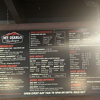 Mt Diablo BBQ - Menu - Barbeque Near Me - Lafayette, California Mt Diablo BBQ - Menu - Barbeque Near Me - Lafayette, California