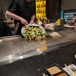 Hibachi - Veggies being grilled