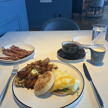 Hamilton's - Breakfast sandwich and a side of bacon - New American Near Me - Detroit, Michigan Hamilton's - Breakfast sandwich and a side of bacon - New American Near Me - Detroit, Michigan