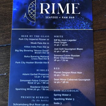 RIME Raw Bar - Menu Back - Seafood Near Me - Park City, Utah RIME Raw Bar - Menu Back - Seafood Near Me - Park City, Utah
