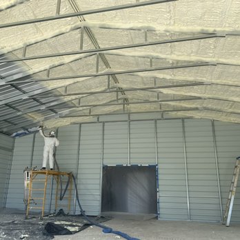 Cornerstone Spray Foam Insulation  - Metal building roof sprayed with 2 inches of open cell foam. - Insulation Installation Near Me - Palm Coast, Florida