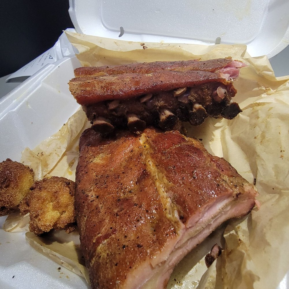 This Guys Smoke N Grill - Full slab of ribs and 2 Hushpuppies - Barbeque Near Me - Searcy, Arkansas This Guys Smoke N Grill - Full slab of ribs and 2 Hushpuppies - Barbeque Near Me - Searcy, Arkansas